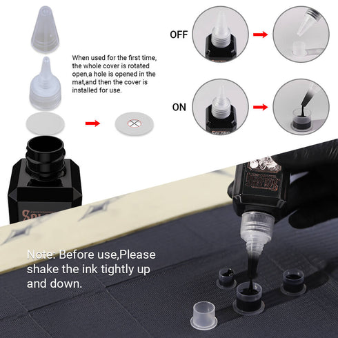 Tattoo Ink Color Concentrated Black and Premium Black Solong