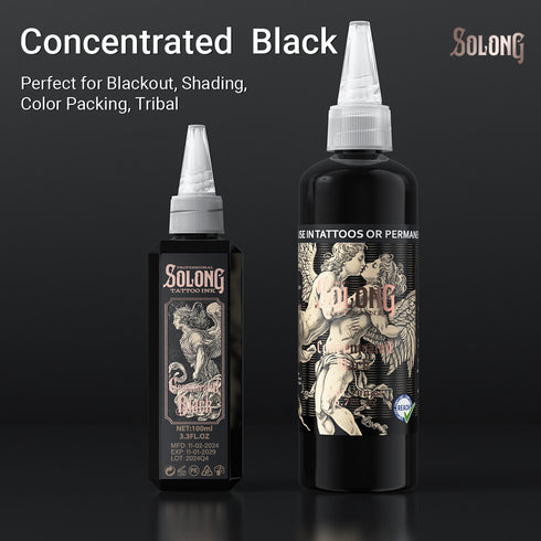 Tattoo Ink Color Concentrated Black and Premium Black Solong