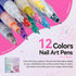 Nail Art Pens 12 Colors Quick Dry Nail Pen DIY Nail Art Markers Quick Dry Graffiti for Gel Nails Nails Art Drawing Tool 3D Nail Polish Pens for Painting Nail Art at Home TA639-12