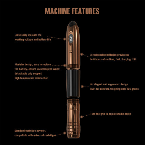 E33 Brown Digital Wireless Permanent Makeup Machine