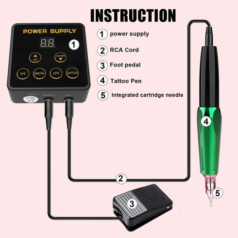 EM165 RCA-Connected Permanent Makeup Machine Kit