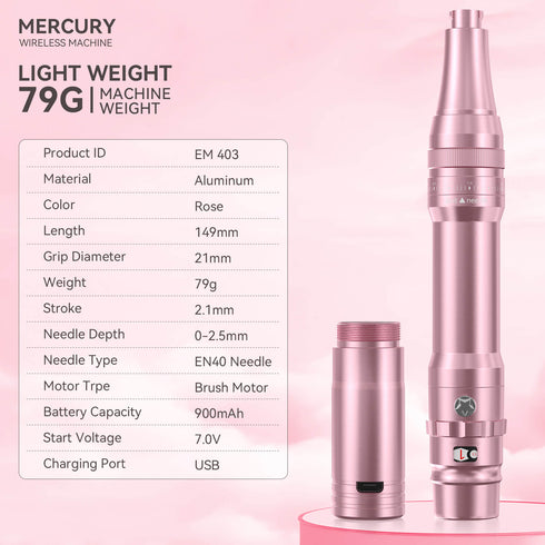 EK403 Wireless Permanent Makeup Machine Kit Rotary Eyebrow Pen Machine With 15pcs 1R/1P Needles Supply for Eyebrow Lip Eyeliner