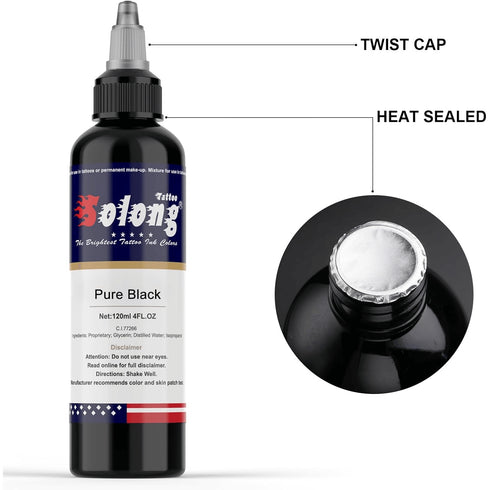 Tattoo Ink Color Pure Black Solong