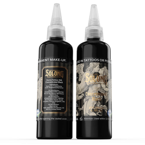 Tattoo Ink Color Concentrated Black and Premium Black Solong