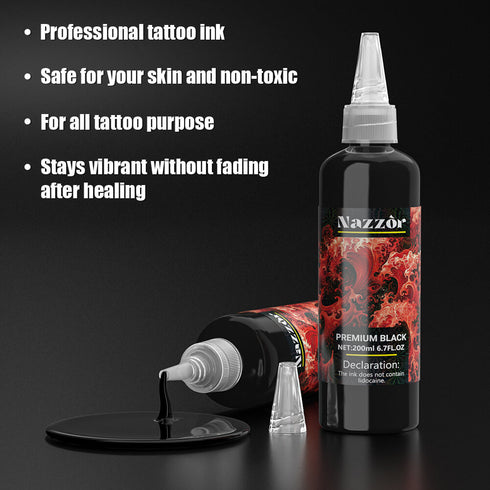 Tattoo Ink Color Concentrated Black and Premium Black NAZZOR
