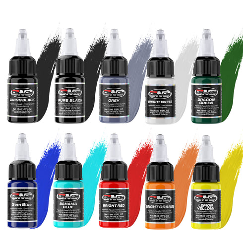 Tattoo Ink Set 10/16 Colors 15ml Bottles CNC