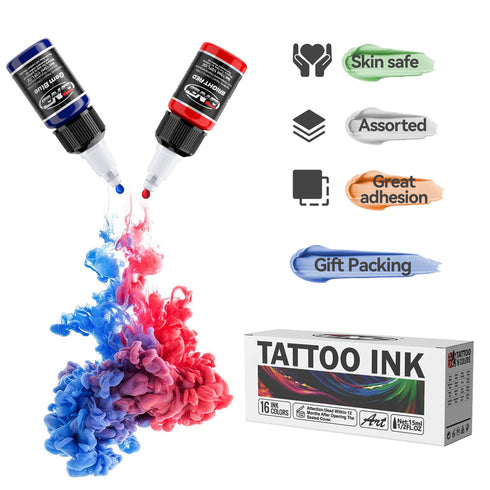 Tattoo Ink Set 10/16 Colors 15ml Bottles CNC