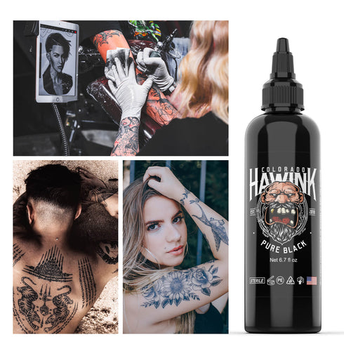 Tattoo Ink Concentrated Black & Pure Black 200ml HAWINK (sig)