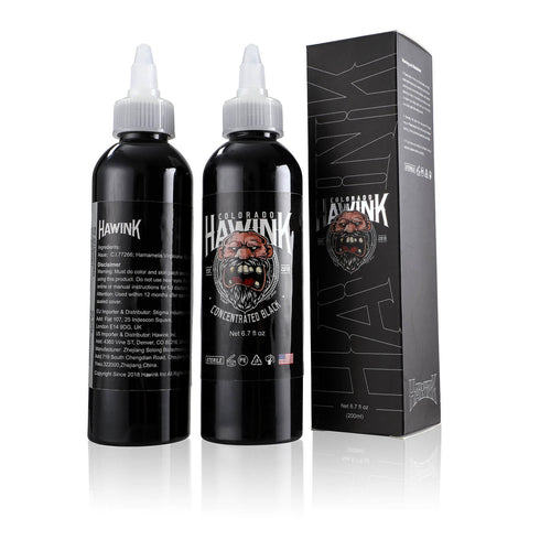 Tattoo Ink Concentrated Black & Pure Black 200ml HAWINK (sig)