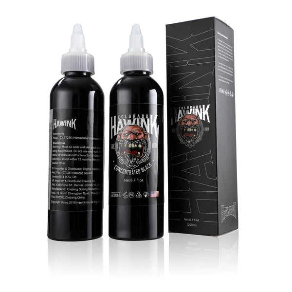Tattoo Ink Concentrated Black & Pure Black 200ml HAWINK (sig)