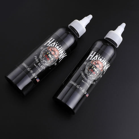 Tattoo Ink Concentrated Black & Pure Black 200ml HAWINK (sig)