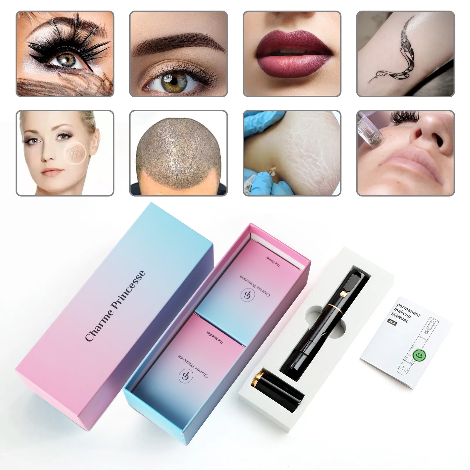 Diamond Wireless Pmu Eyebrow Machine Kit with 10 Pcs Needle Cartridges