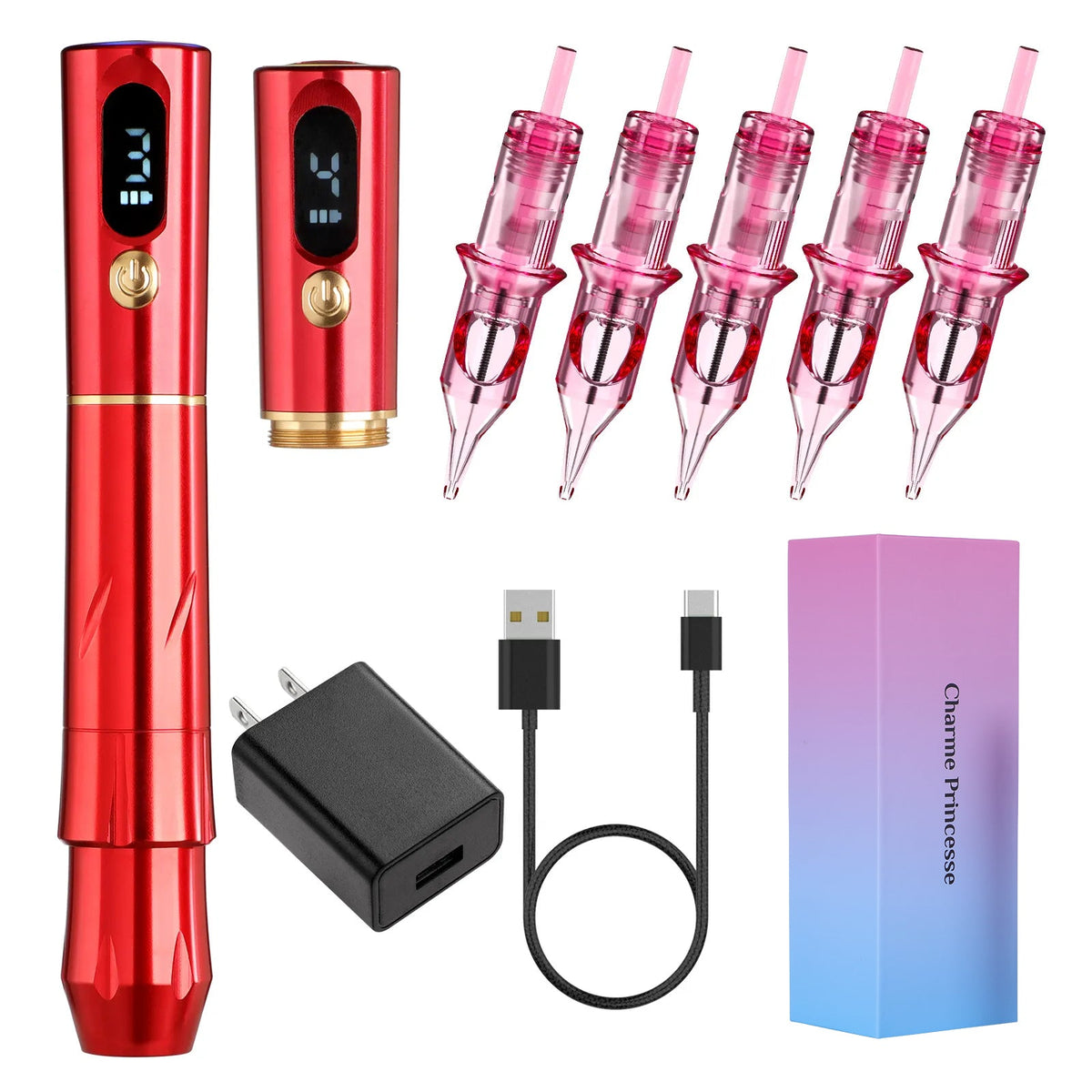 Diamond Wireless Pmu Eyebrow Machine Kit with 10 Pcs Needle Cartridges ...