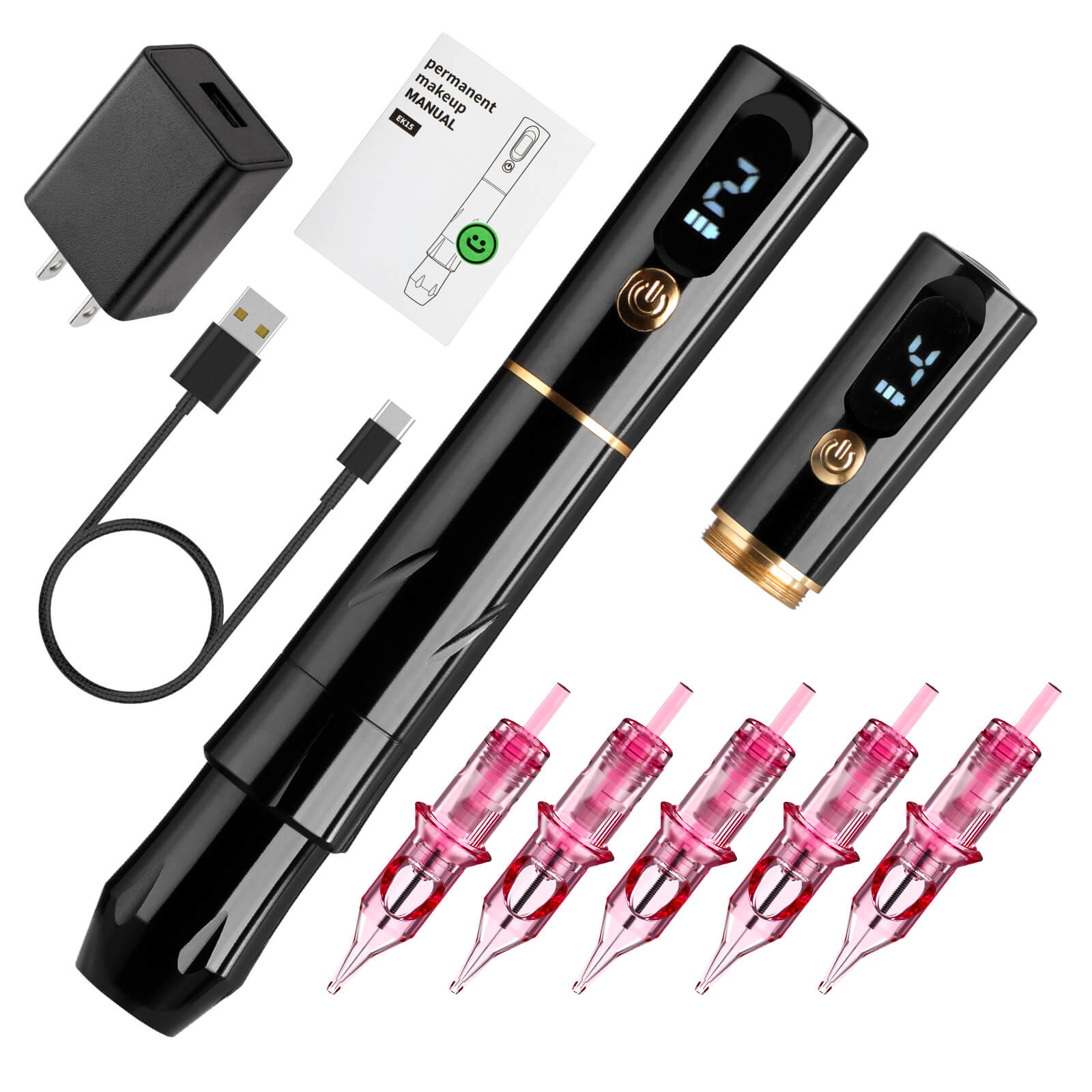 Charme Princesse Diamond Wireless Pmu Eyebrow Machine Kit with 10 Pcs Needle Cartridges