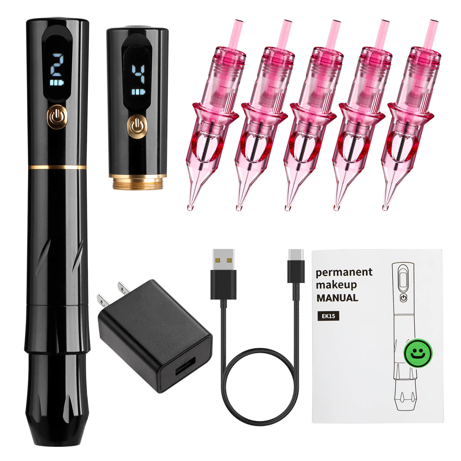 Charme Princesse Diamond Wireless Pmu Eyebrow Machine Kit with 10 Pcs Needle Cartridges
