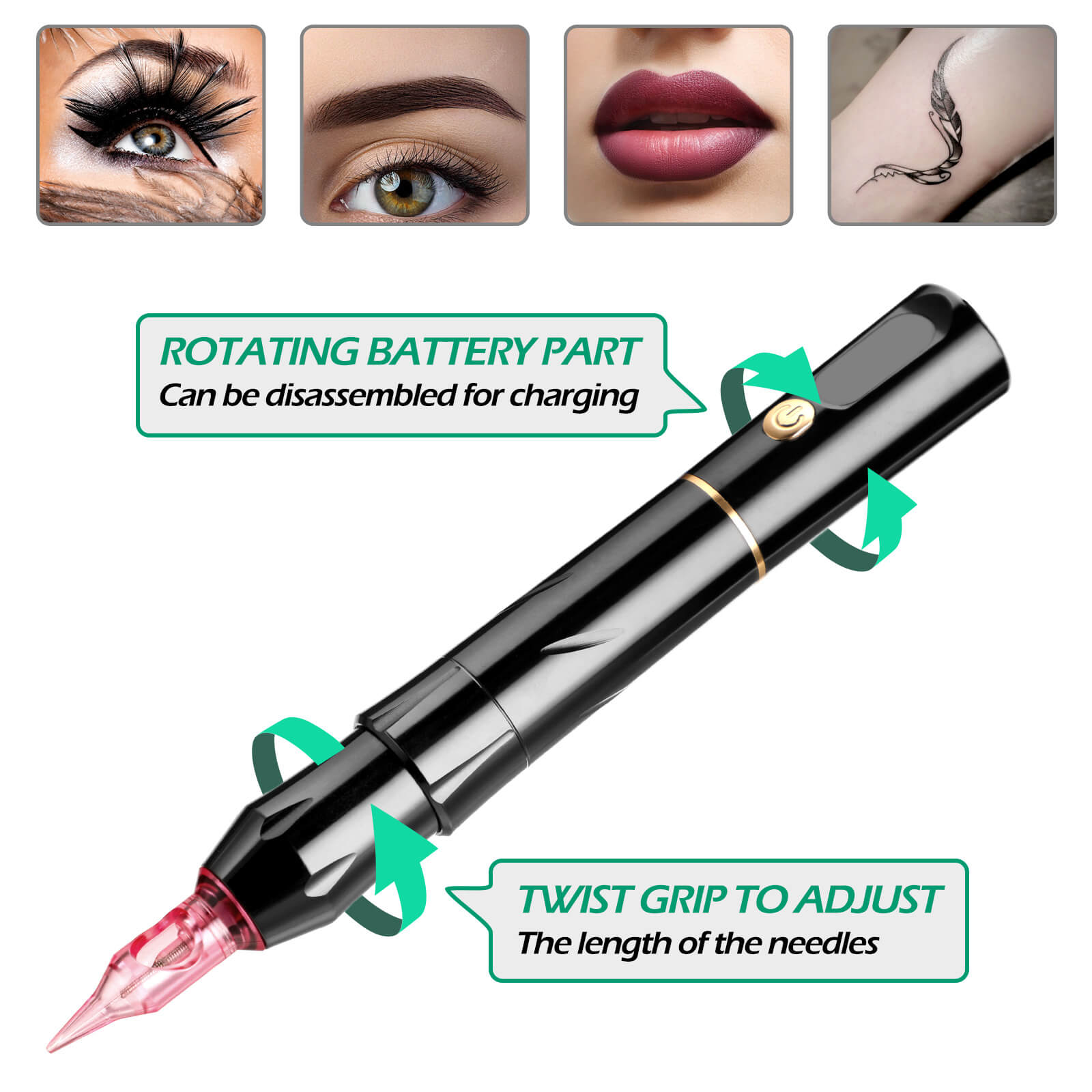 Charme Princesse Diamond Wireless Pmu Eyebrow Machine Kit with 10 Pcs Needle Cartridges