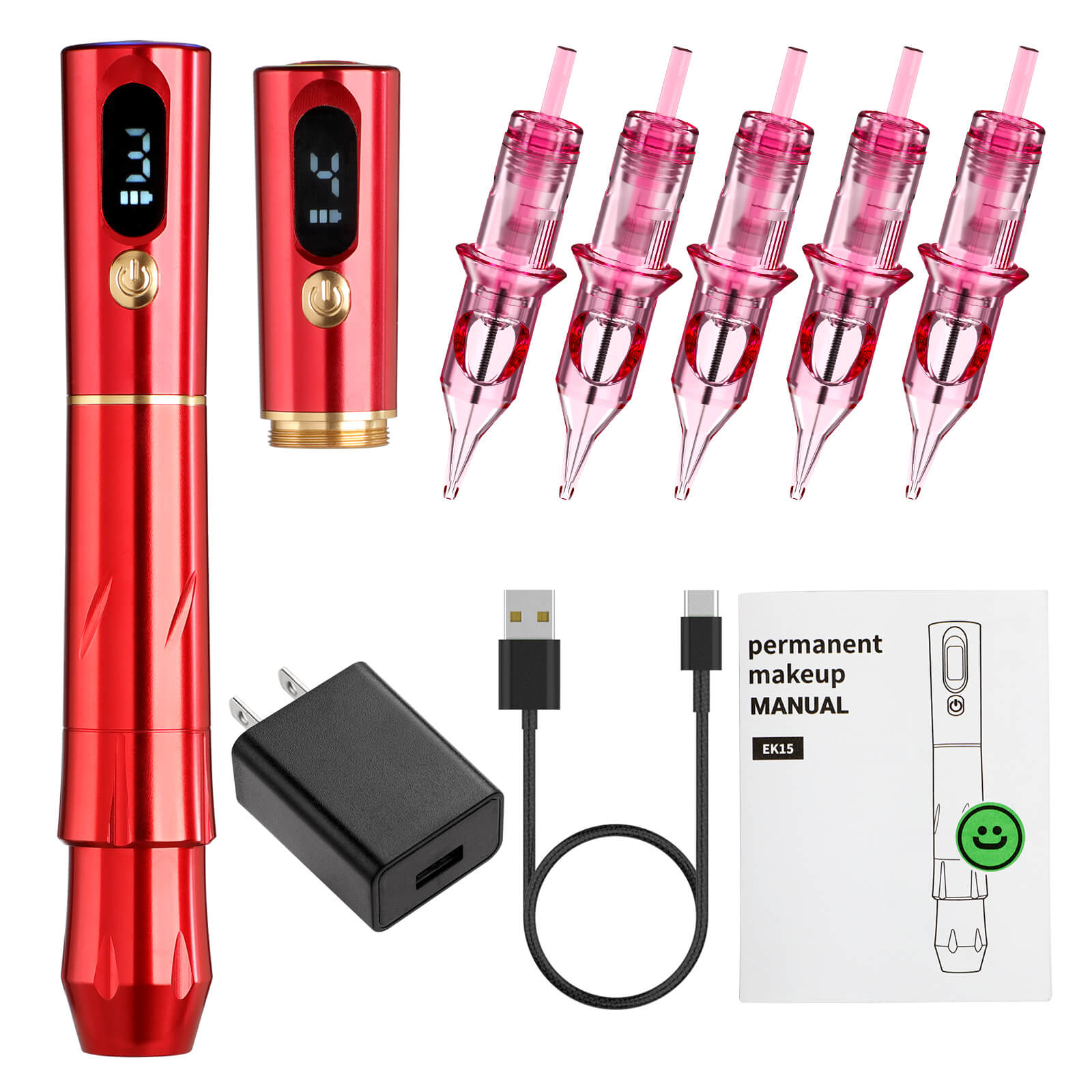 Charme Princesse Diamond Wireless Pmu Eyebrow Machine Kit with 10 Pcs Needle Cartridges
