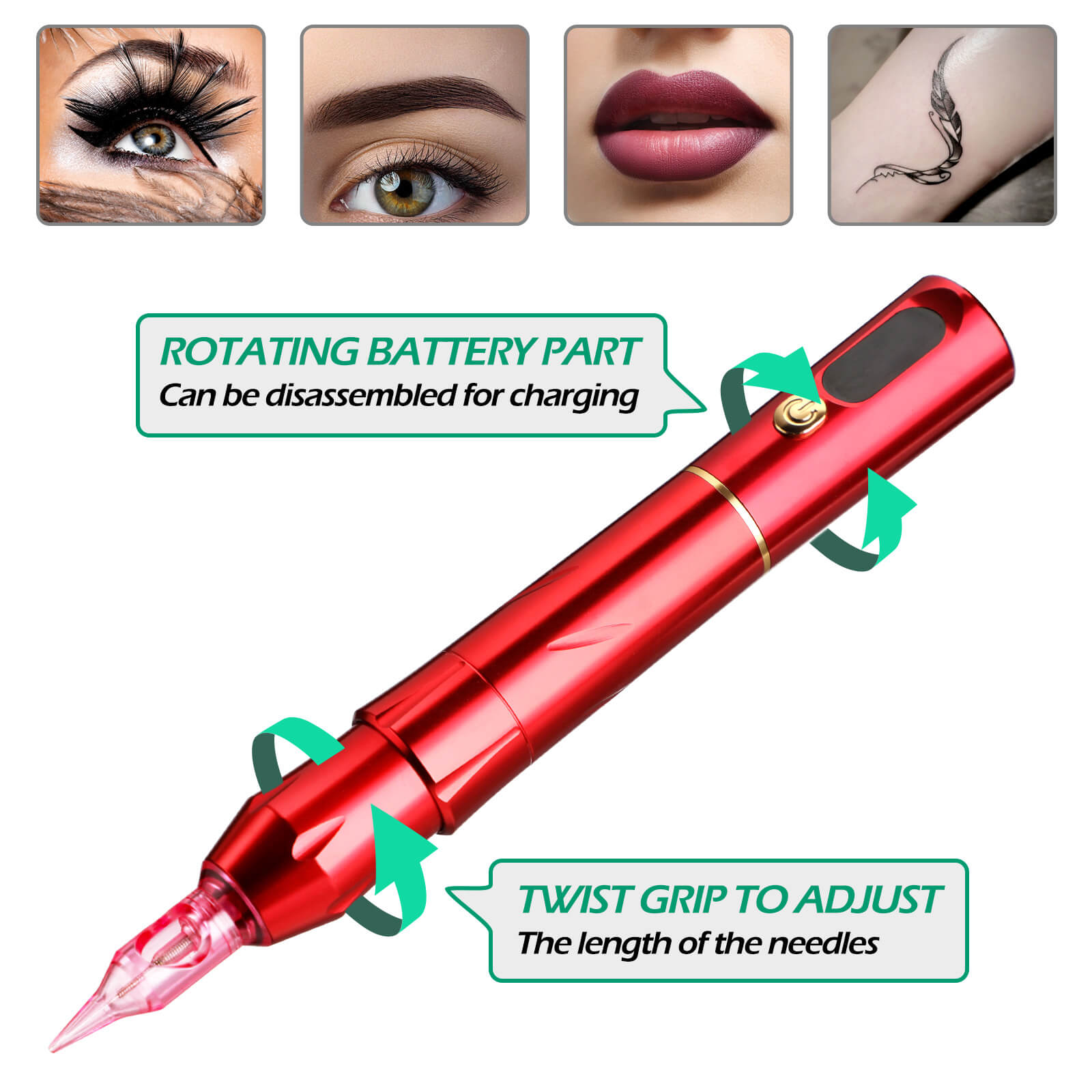 Charme Princesse Diamond Wireless Pmu Eyebrow Machine Kit with 10 Pcs Needle Cartridges