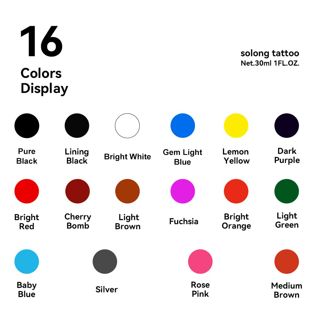 Tattoo Ink Color Set 9/16 PCS 30ml Solong
